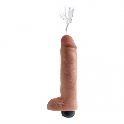 KING COCK PENE EYACULADOR CON TESTÍCULOS 25CM - MULATO