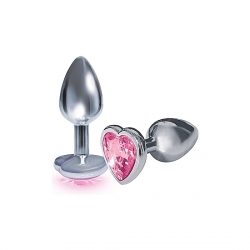 PLUG ACERO INOX CON PERLA CORAZÓN - ROSA