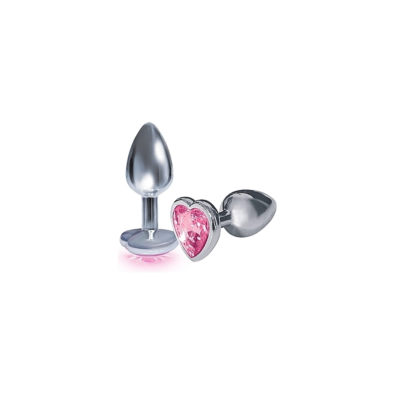 PLUG ACERO INOX CON PERLA CORAZÓN - ROSA