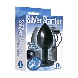 PLUG ACERO INOX ANODIZADO CON PERLA DE COLOR AZUL