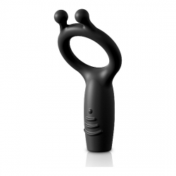 SÚPER ANILLO PARA PENE DE SILICONA CON VIBRADOR - NEGRO