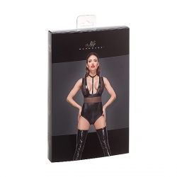 BODY VELVET EFECTO MOJADO CON TRANSPARENCIAS - NEGRO