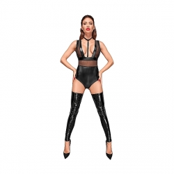 BODY VELVET EFECTO MOJADO CON TRANSPARENCIAS - NEGRO