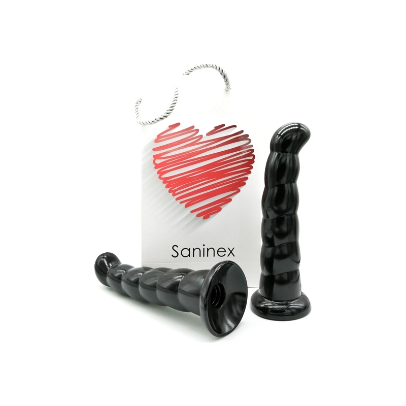 SANINEX LOVE ME - BUTT PLUG & DILDO XXL CON BASE SUCCIÓN - NEGRO