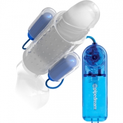 FUNDA PARA EL PENE DUAL CON VIBRACIÓN - AZUL