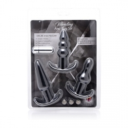 KIT DE 4PZS PLUG ANAL VIBRADOR - NEGRO