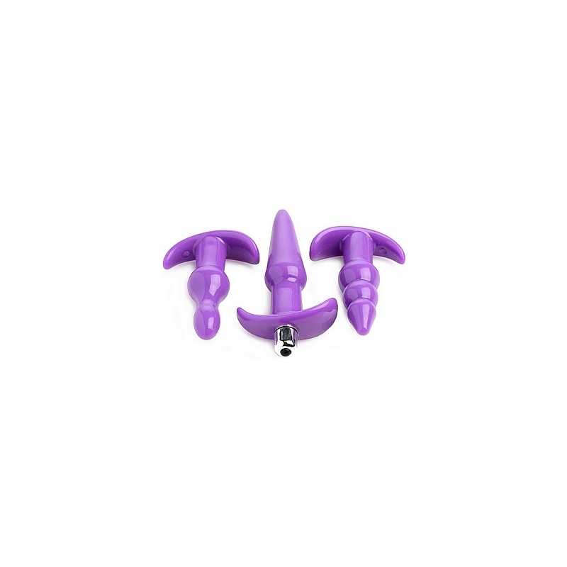 KIT DE 4PZS PLUG ANAL VIBRADOR - MORADO