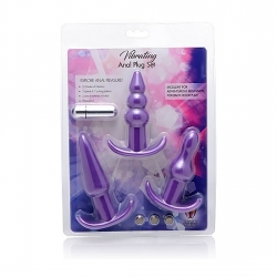 KIT DE 4PZS PLUG ANAL VIBRADOR - MORADO