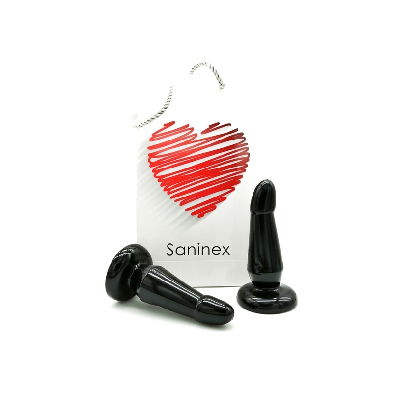 SANINEX DEVOTION - PLUG & DILDO CON BASE SUCCIÓN - NEGRO