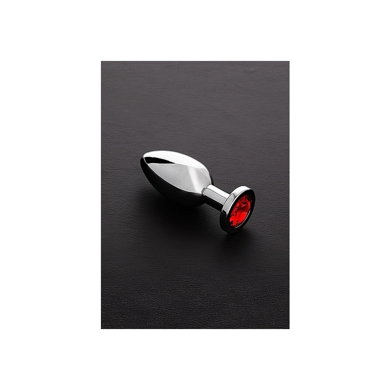 JEWELED BUTT PLUG ACERO INOX MEDIANO - ROJO