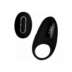 ANILLO VIBRADOR DE SILICONA CON CONTROL REMOTO - NEGRO