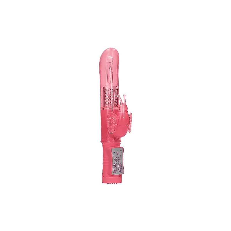 VIBRADOR RAMPANTE MARIPOSA CON ROTACIÓN - ROSA