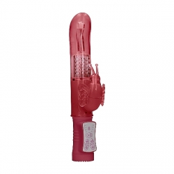 VIBRADOR RAMPANTE MARIPOSA CON ROTACIÓN - ROJO