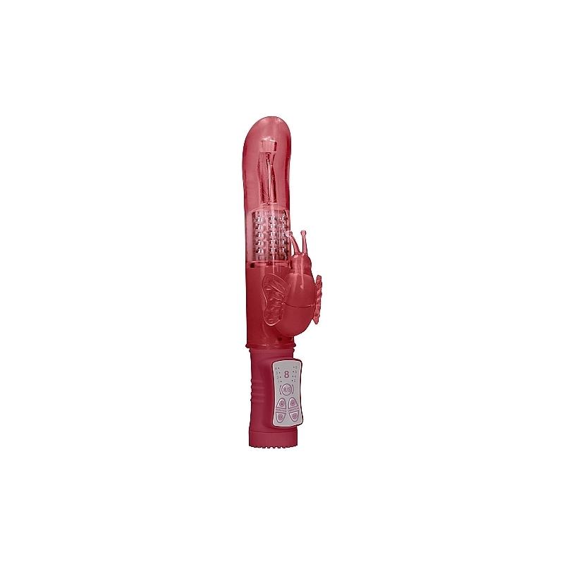 VIBRADOR RAMPANTE MARIPOSA CON ROTACIÓN - ROJO