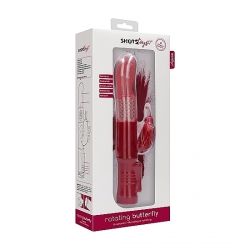 VIBRADOR RAMPANTE MARIPOSA CON ROTACIÓN - ROJO