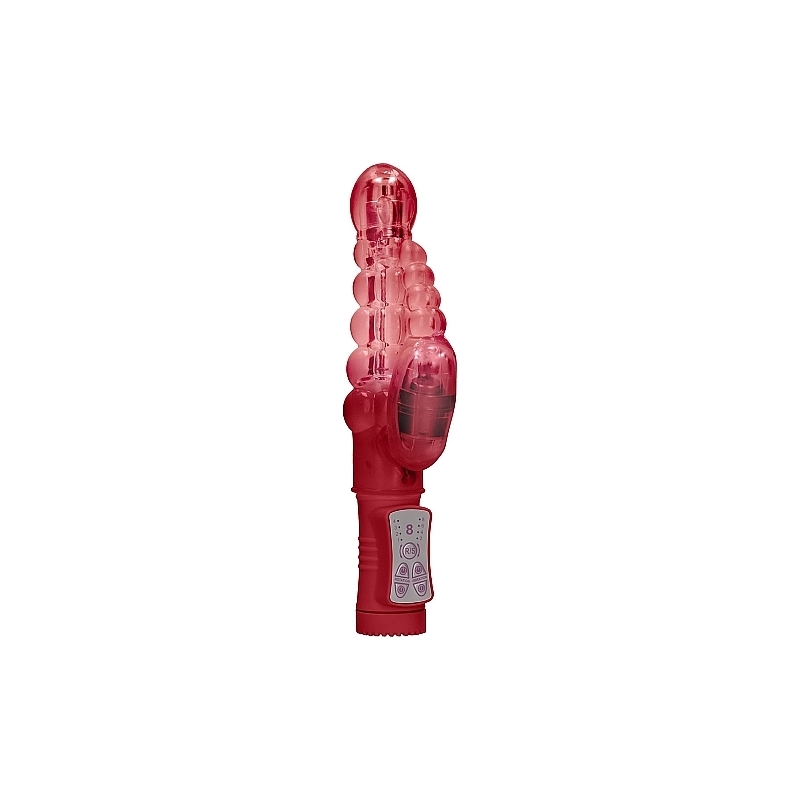 VIBRADOR RAMPANTE BURBUJAS CON ROTACIÓN - ROJO