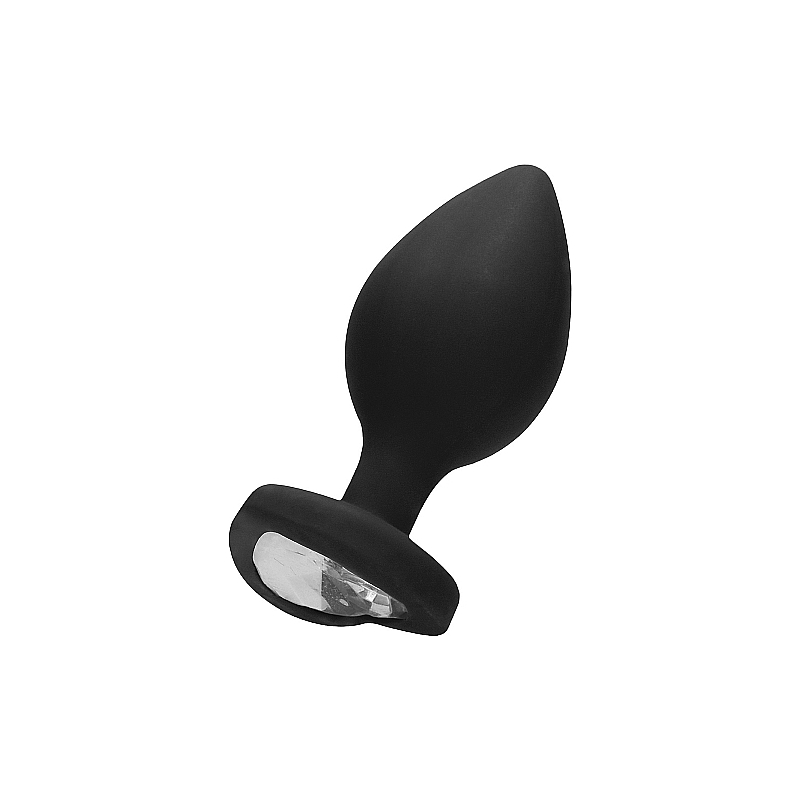 DIAMOND HEART BUTT PLUG - EXTRA GRANDE - NEGRO