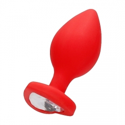 DIAMOND HEART BUTT PLUG - EXTRA GRANDE - ROJO