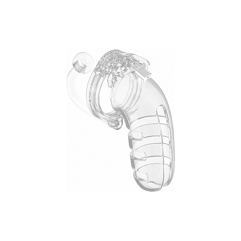 JAULA MASCULINA CON PLUG 14CM - TRANSPARENTE