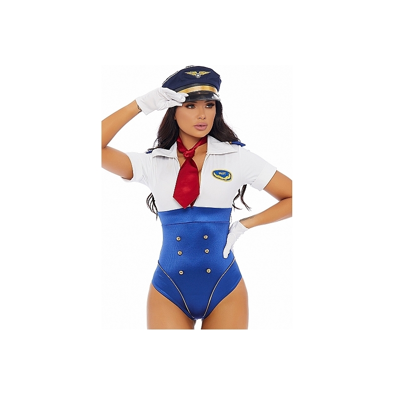 DISFRAZ SEXY PILOTO EN CONTROL - AZUL