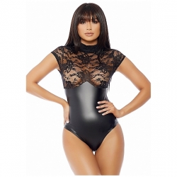 MOCK NECK BODY NEGRO CON ENCAJE