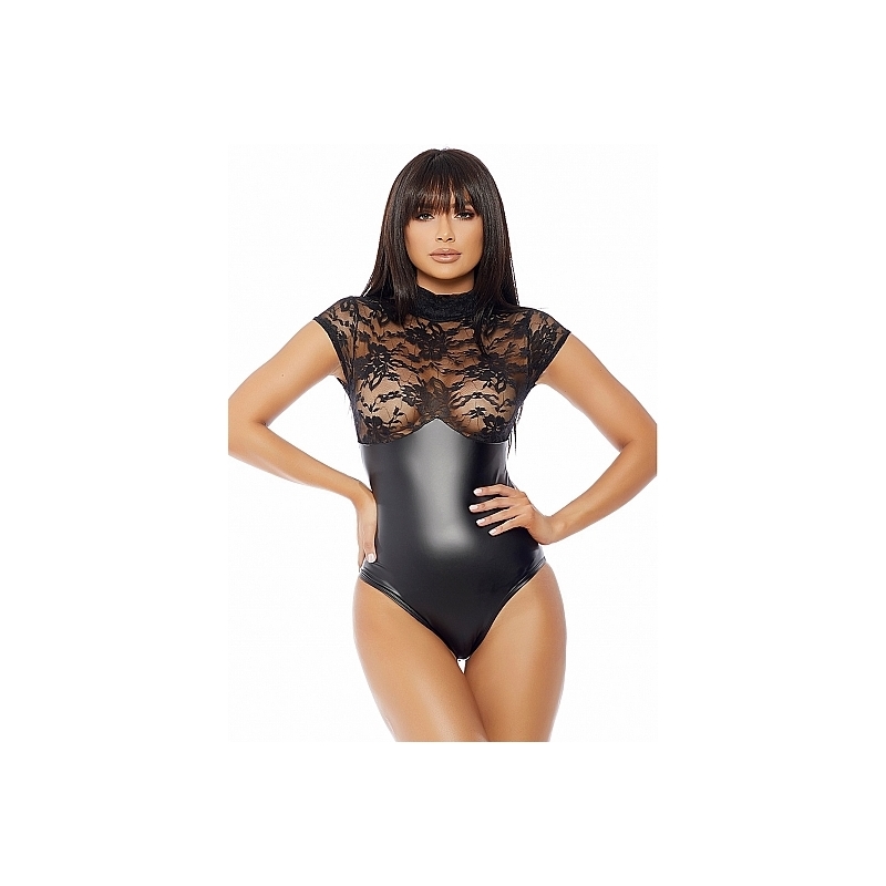 MOCK NECK BODY NEGRO CON ENCAJE