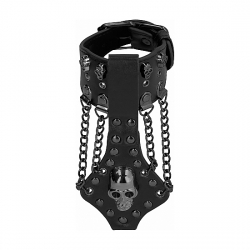 OUCH! SKULLS AND BONES BRAZALETE CON CALAVERAS Y CADENAS - NEGRO