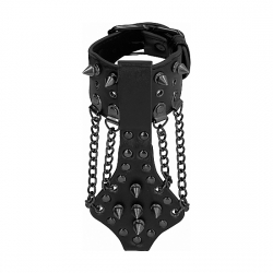 OUCH! SKULLS AND BONES BRAZALETE CON PINCHOS Y CADENAS - NEGRO