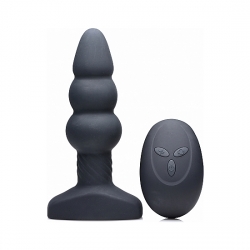 SLIM I RIPPLED PLUG VIBRADOR CON CONTROL REMOTO - NEGRO