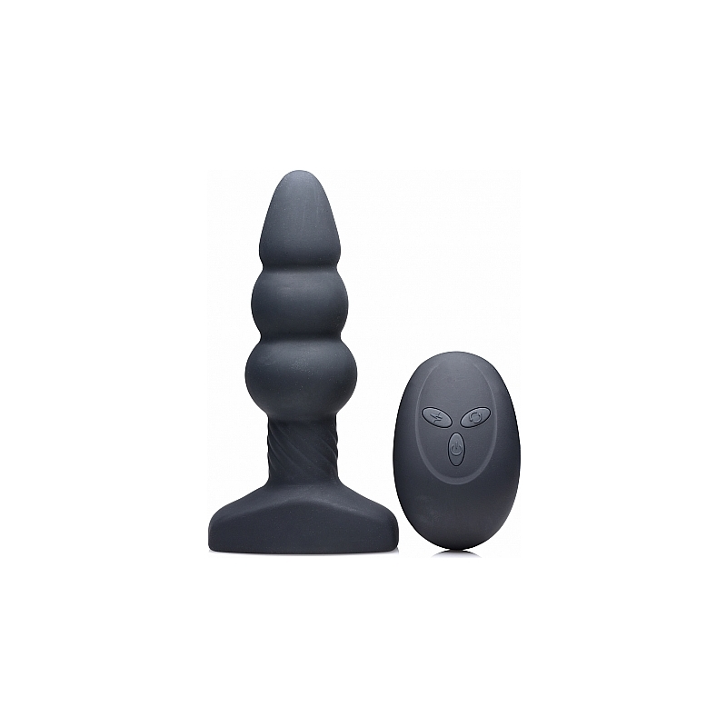 SLIM I RIPPLED PLUG VIBRADOR CON CONTROL REMOTO - NEGRO