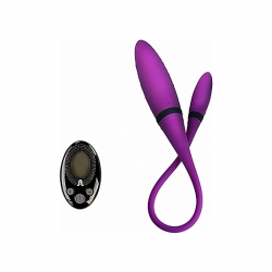 VIBRADOR 2 CON DOBLE PUNTA Y MANDO - MORADO