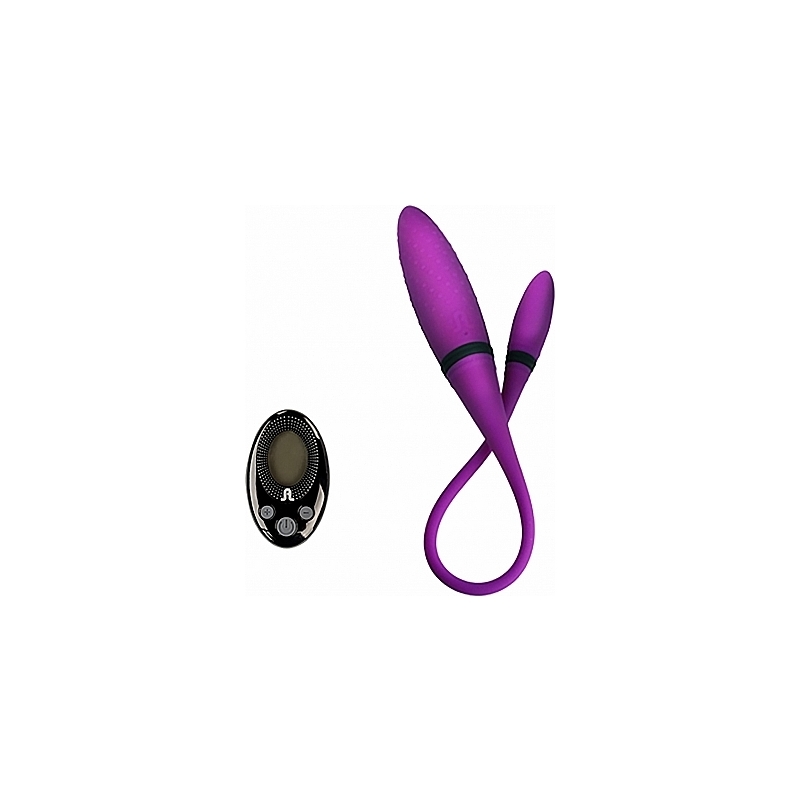 VIBRADOR 2 CON DOBLE PUNTA Y MANDO - MORADO