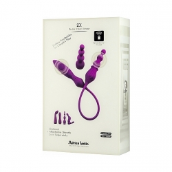 VIBRADOR 2X CON DOBLE PUNTA Y MANDO - MORADO