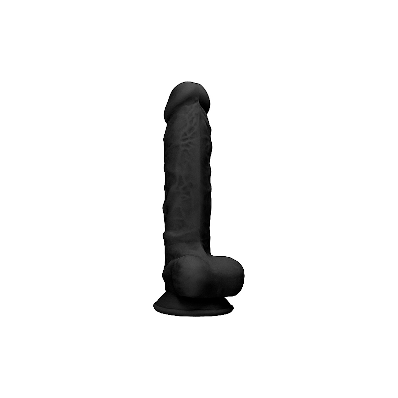 pene de silicona con testículos 17,8CM - NEGRO