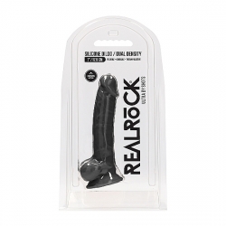 pene de silicona con testículos 17,8CM - NEGRO