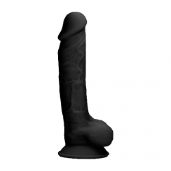 pene de silicona con testículos 17,8CM - NEGRO