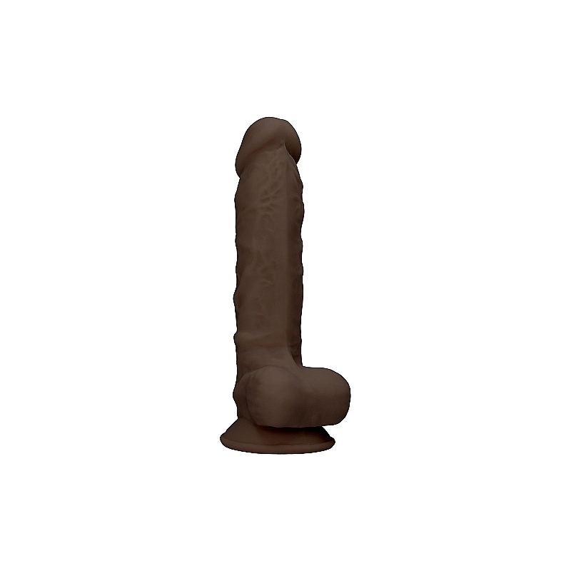 pene de silicona con testículos 17,8CM - MARRÓN