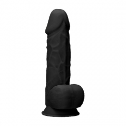 PENE DE SILICONA CON TESTÍCULOS 21,6CM - NEGRO