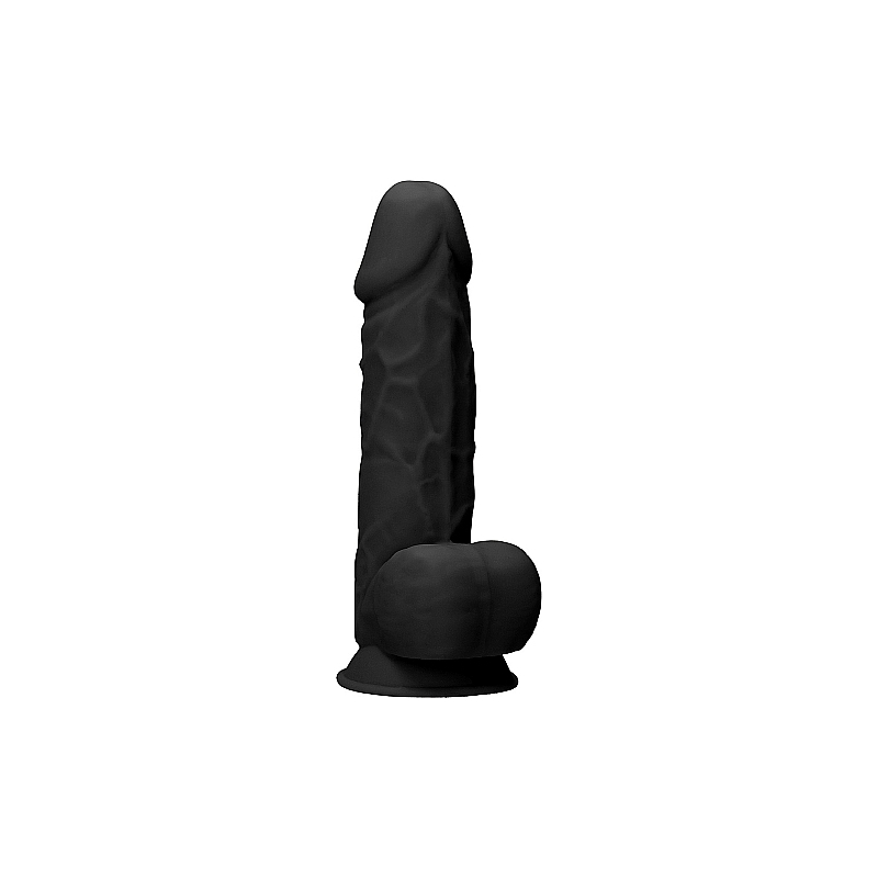 PENE DE SILICONA CON TESTÍCULOS 21,6CM - NEGRO