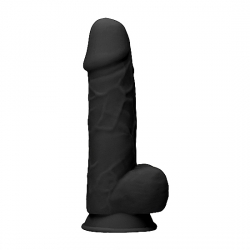 PENE DE SILICONA CON TESTÍCULOS 21,6CM - NEGRO