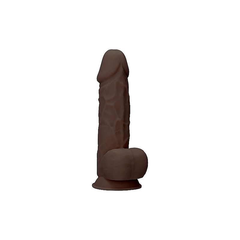 PENE DE SILICONA CON TESTÍCULOS 21,6CM - MARRÓN