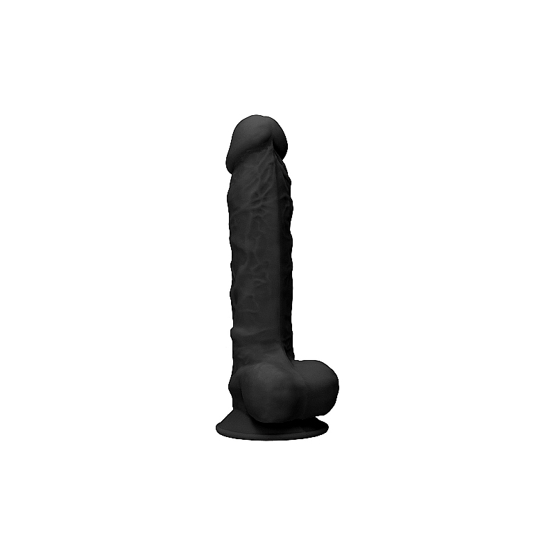 PENE DE SILICONA CON TESTÍCULOS 22,8CM - NEGRO