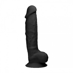 PENE DE SILICONA CON TESTÍCULOS 22,8CM - NEGRO