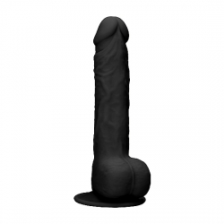 PENE DE SILICONA CON TESTÍCULOS 24CM - NEGRO