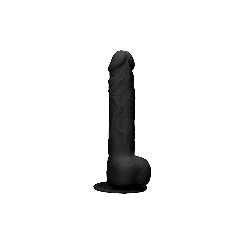 PENE DE SILICONA CON TESTÍCULOS 24CM - NEGRO