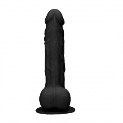 PENE DE SILICONA CON TESTÍCULOS 24CM - NEGRO