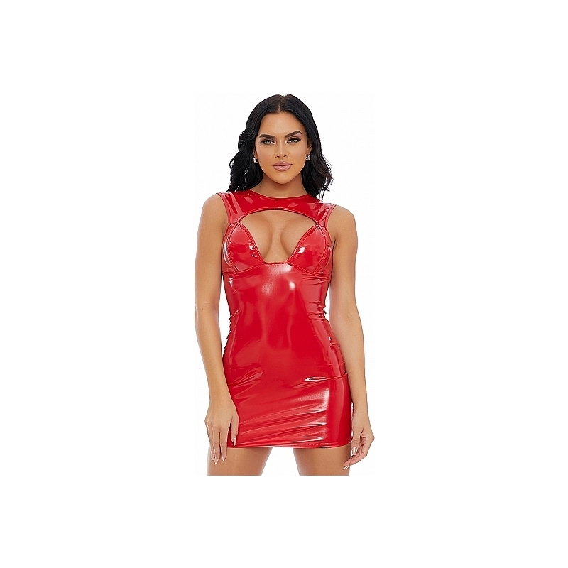 KEEP IT SLICK VINYL VESTIDO DE VINILO - ROJO