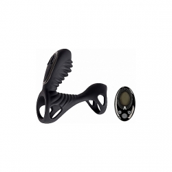 GLADIATOR F ANILLO VIBRADOR CON PLUG Y MANDO A DISTANCIA - NEGRO