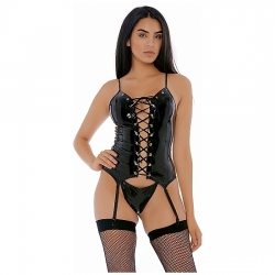 HIGH TIED VINYL BUSTIER SET