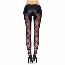 CAMIRI LEGGINS EFECTO MOJADO CON TRANSPARENCIAS - NEGRO